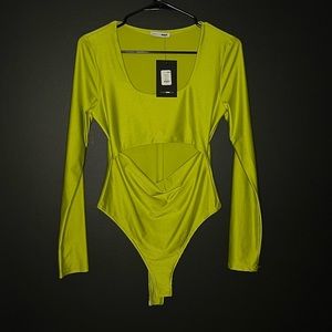 Chartreuse Cut-Out Bodysuit